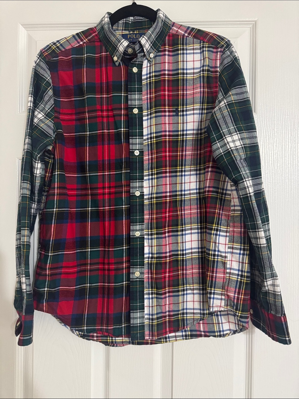 Polo by Ralph Lauren Red, Green & White Patchwork Plaid Button-Down Shirt
